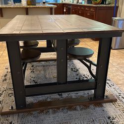 Table With Built In Attached Stools 