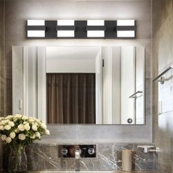 #167 SOLFART Modern 4 Light Black Vanity Lighting Fixtures For Bathroom Above Mirror Modern Bath Wall Lights 7248-ND

