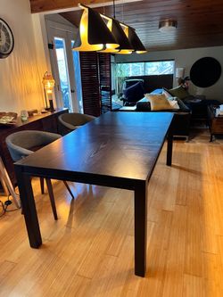 Modern Expandable Dining Table – Dark Espresso Wood – Seats 6-10 – Excellent Condition
