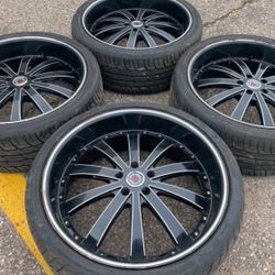 22” DODGE CHARGER MAGNUM CHALLENGER CHRYSLER 300 RIMS WHEELS TIRES LINCOLN FORD WE FINANCE SET 