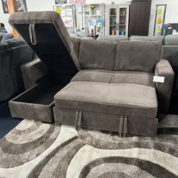 Brown Reversible Sectional Sleeper W/ Storage (Also Available In Grey)