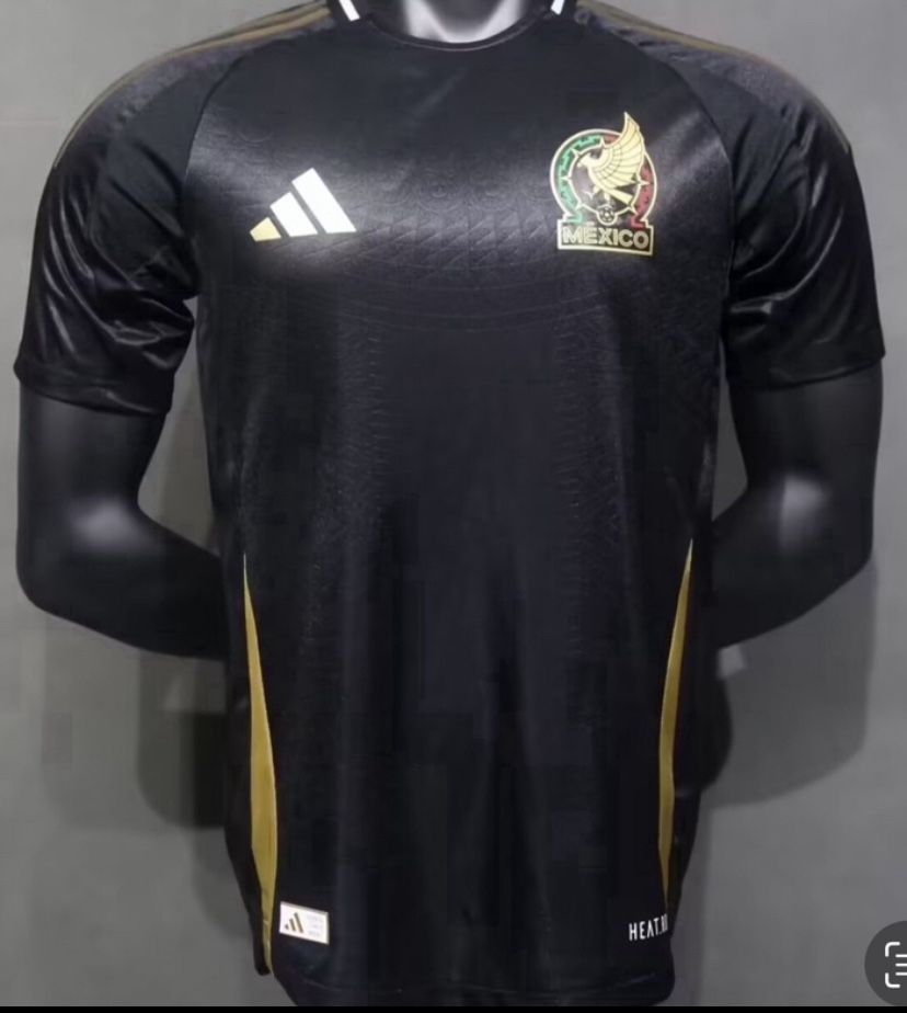 Soccer jersey Mexico black jersey long sleeve 2025 🇲🇽 player version and fan version Mexico de oro adults playera Negra fan version versión small