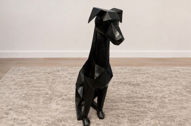 Tradition de France black dog cubist sculpture