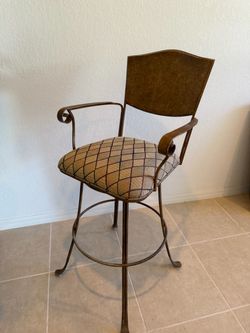 Wrought Iron Bar Stool with Arms