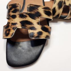 Leopard Print Slip On Sandals  Available In Sizes 6, 6.5, 7.5, 8.5