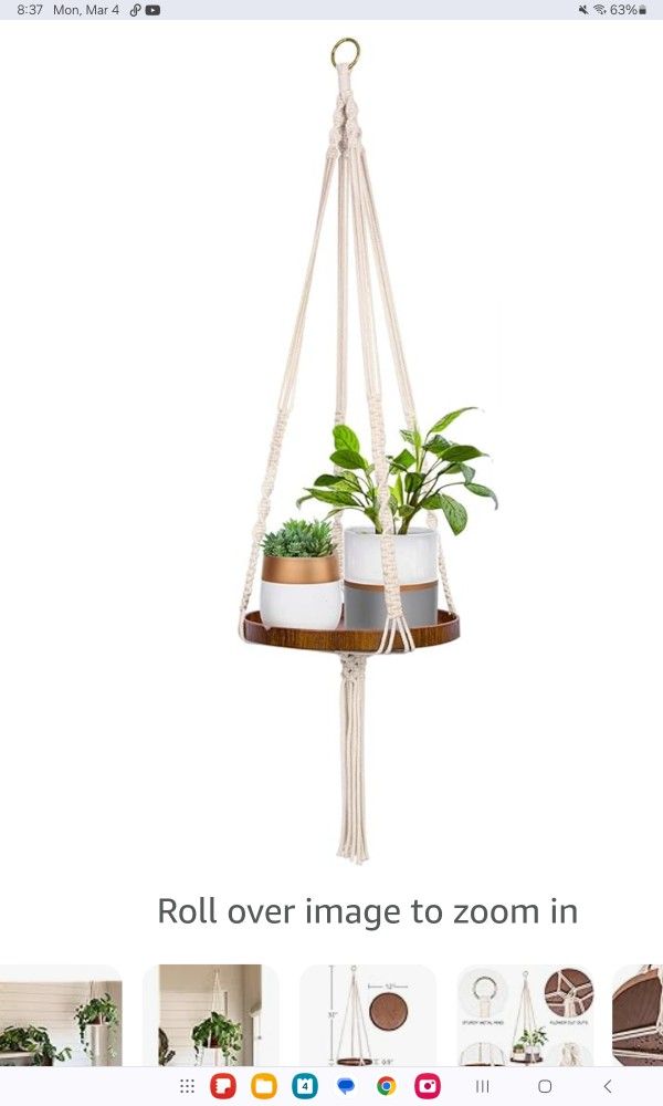 Macrame Plant Shelf Hanger Indoor Outdoor (11)