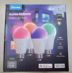 Govee RGBWW 1200LM Smart Light Bulbs, 4pk.