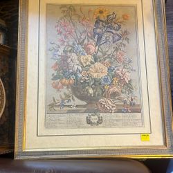 This is a framed art print titled "June" from the series Twelve Months of Flowers