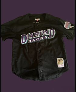 Men's Arizona Diamondbacks Randy Johnson Mitchell & Ness Black Big & Tall Cooperstown Collection Mesh Button-Up Jersey