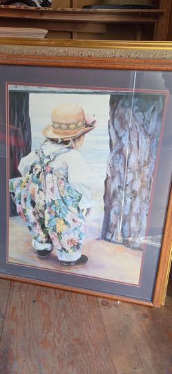 Framed Print Little Girl in Floral Dress