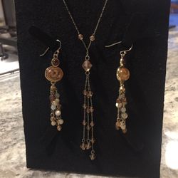 Faux Amber Necklace/earrings Set