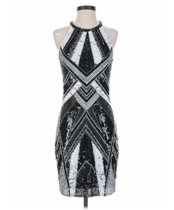 Never Worn Parker XS Black and White Sequin Beaded Dress