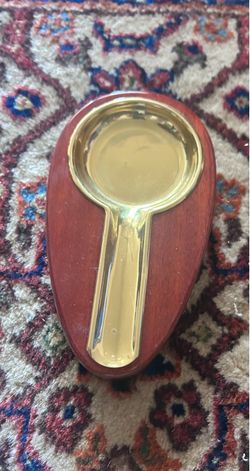 Spoon and spoon rest made of wood and nickel silver (German silver)