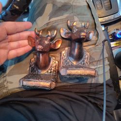 Buck Brass Bookends 1950s Antique