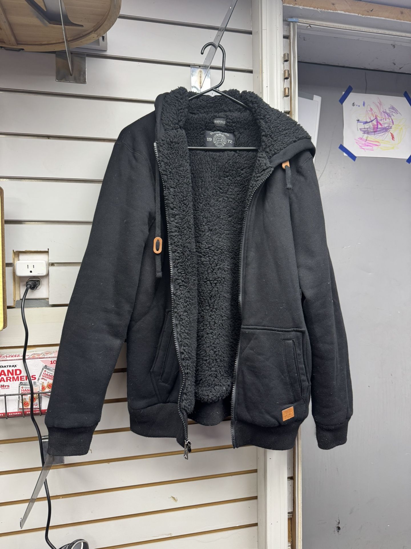 Buffalo David Bitton Black Sherpa Lined Hoodie - Size L