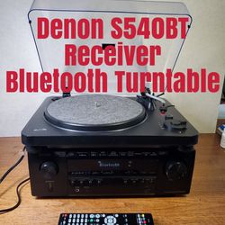 Denon Bluetooth AVR S540BT 4K Receiver With Remote & Ilive  PreAmp Bluetooth Turntable 