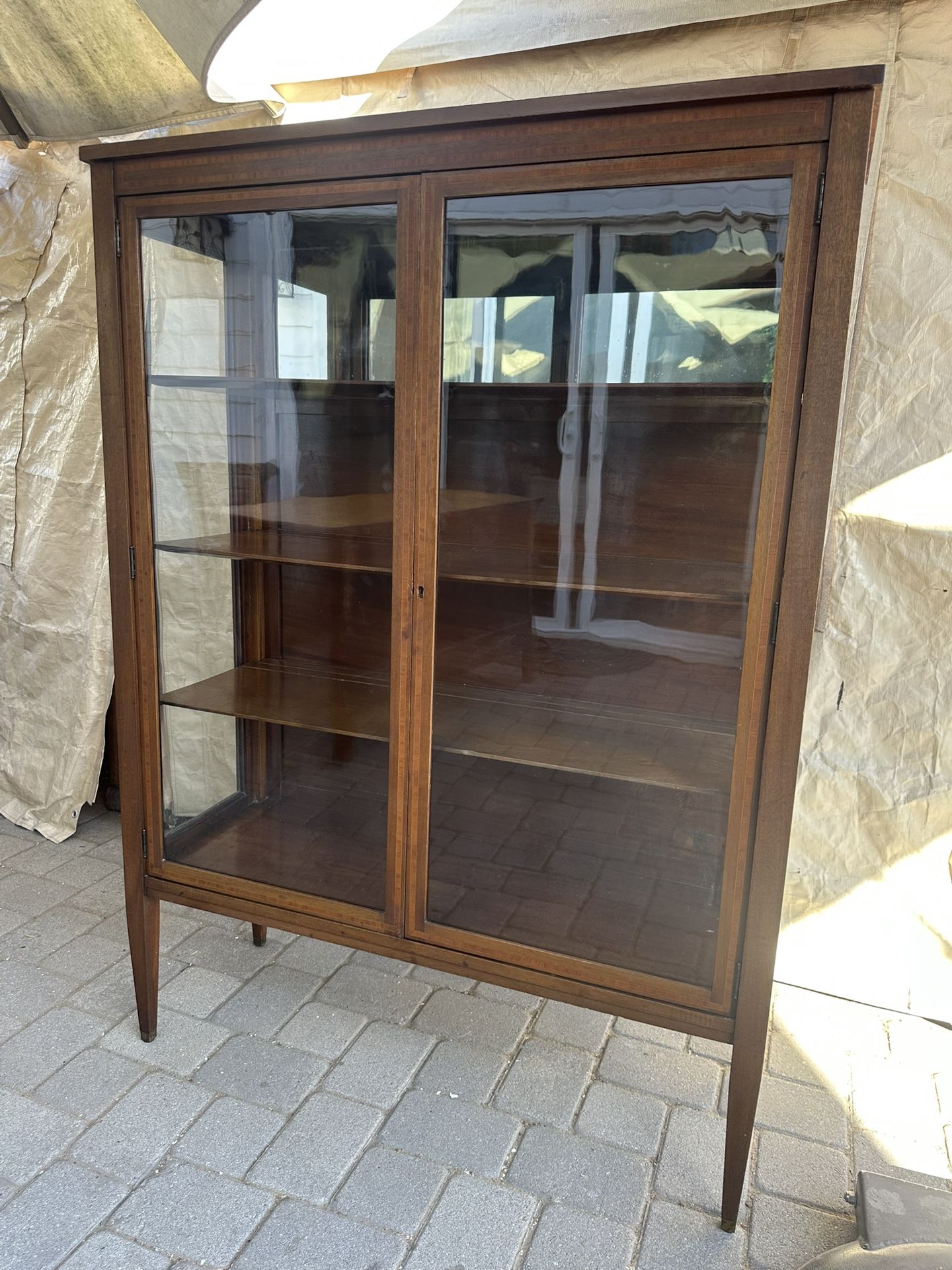Antique Mahogany Glass-Front Bookcase/Cabinet