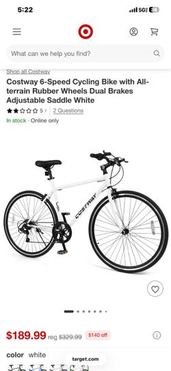 Costway 6-Speed Cycling Bike White