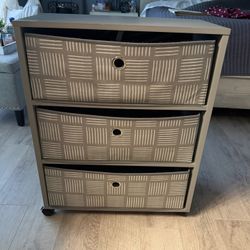 3 Tier Fabric Draw Storage Organizer On Wheels 