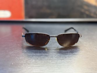 Men's Rectangle Metal Sunglasses Brown Lens Ribbed Arms P617DR UV400 Frame Only