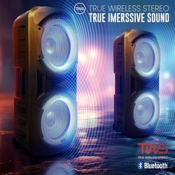 QFX DUAL 12” BLUETOOTH RECHARGEABLE SPEAKER WITH LED PARTY LIGHTS🎶🎶🎶 