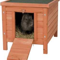 Outdoor Cat House, Rabbit Hutch Small Animal Home, Shelter Weatherproof for Guinea Pigs Chinchilla (Brown)