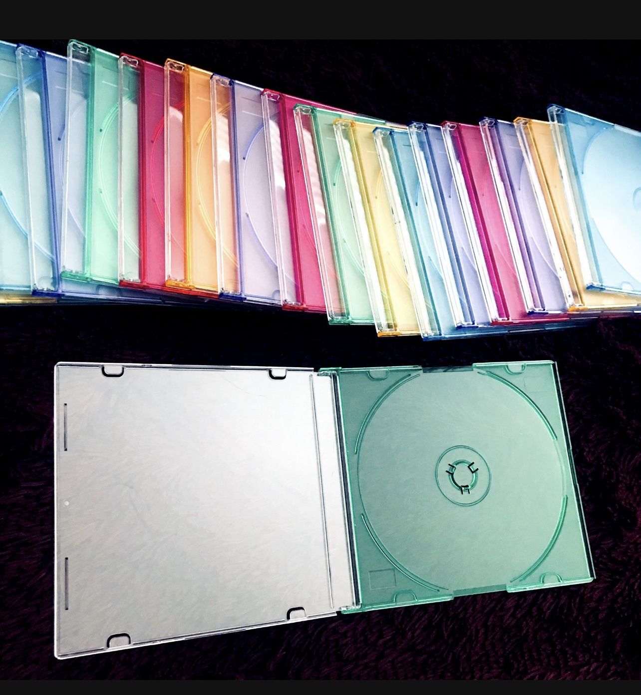 💽 Set of 21 Multicolored Memorex Slim Jewel CD Cases