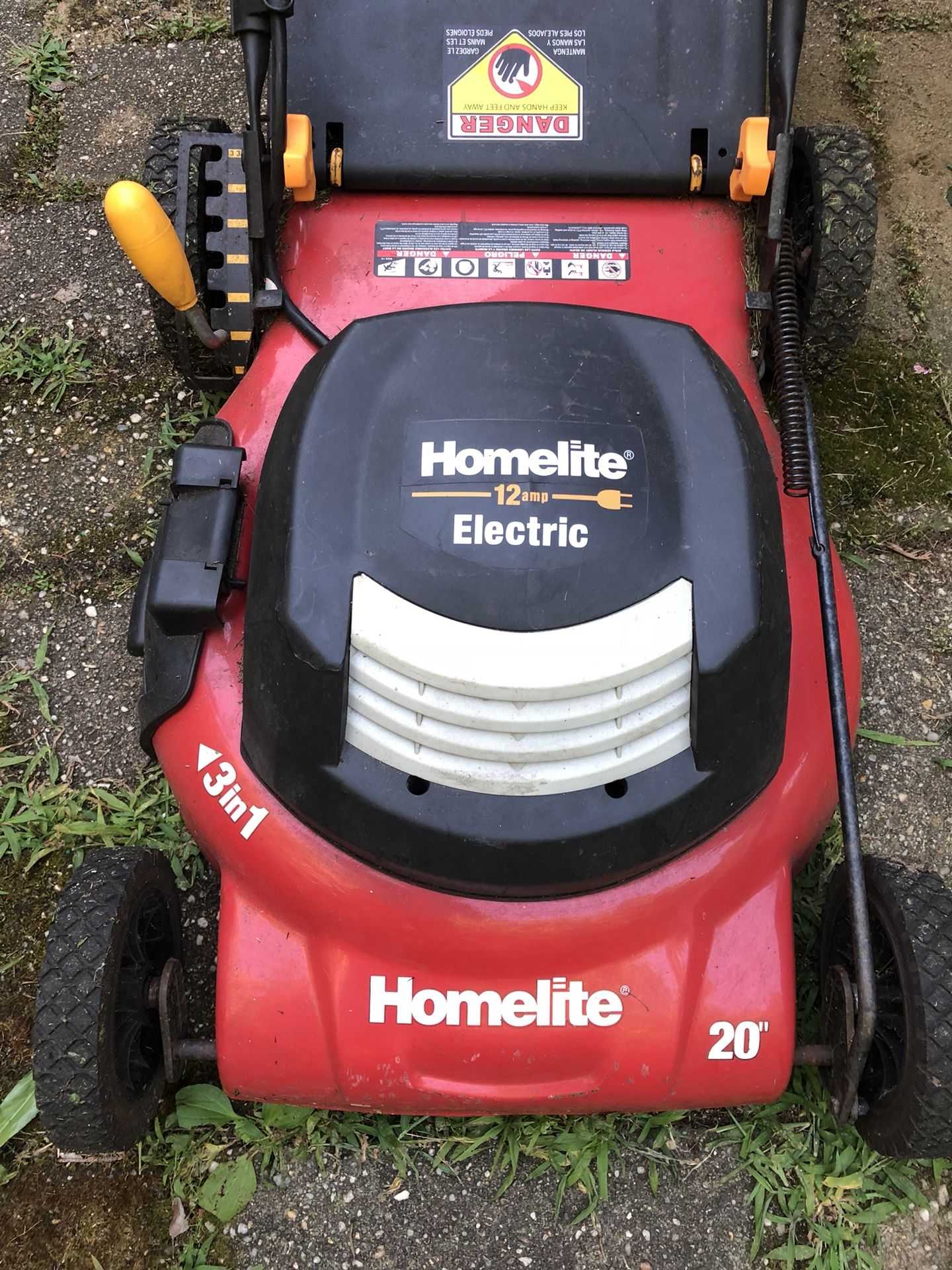 Homelite 12 amp electric lawn mower deals
