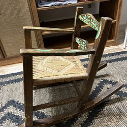 Kids Sized Children’s Rocking Chair Cane Bamboo Wood 