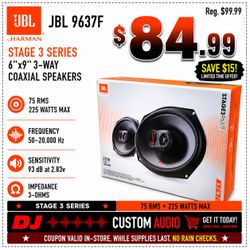 JBL 6"x9" 3-Way Coaxial Speaker System 225 Watts Stage3 9637F 🚨 Paym