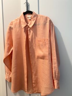 H&M Peach Linen Button Up Shirt