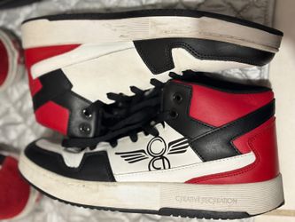 Creative Recreation Black Red and White High-Top Sneakers