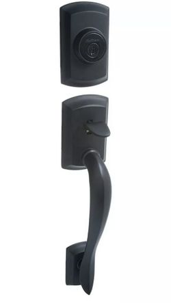 Kwikset 800AVH Lip 514 SMT Avalon Single Cylinder Handleset, Exterior Only, BLK