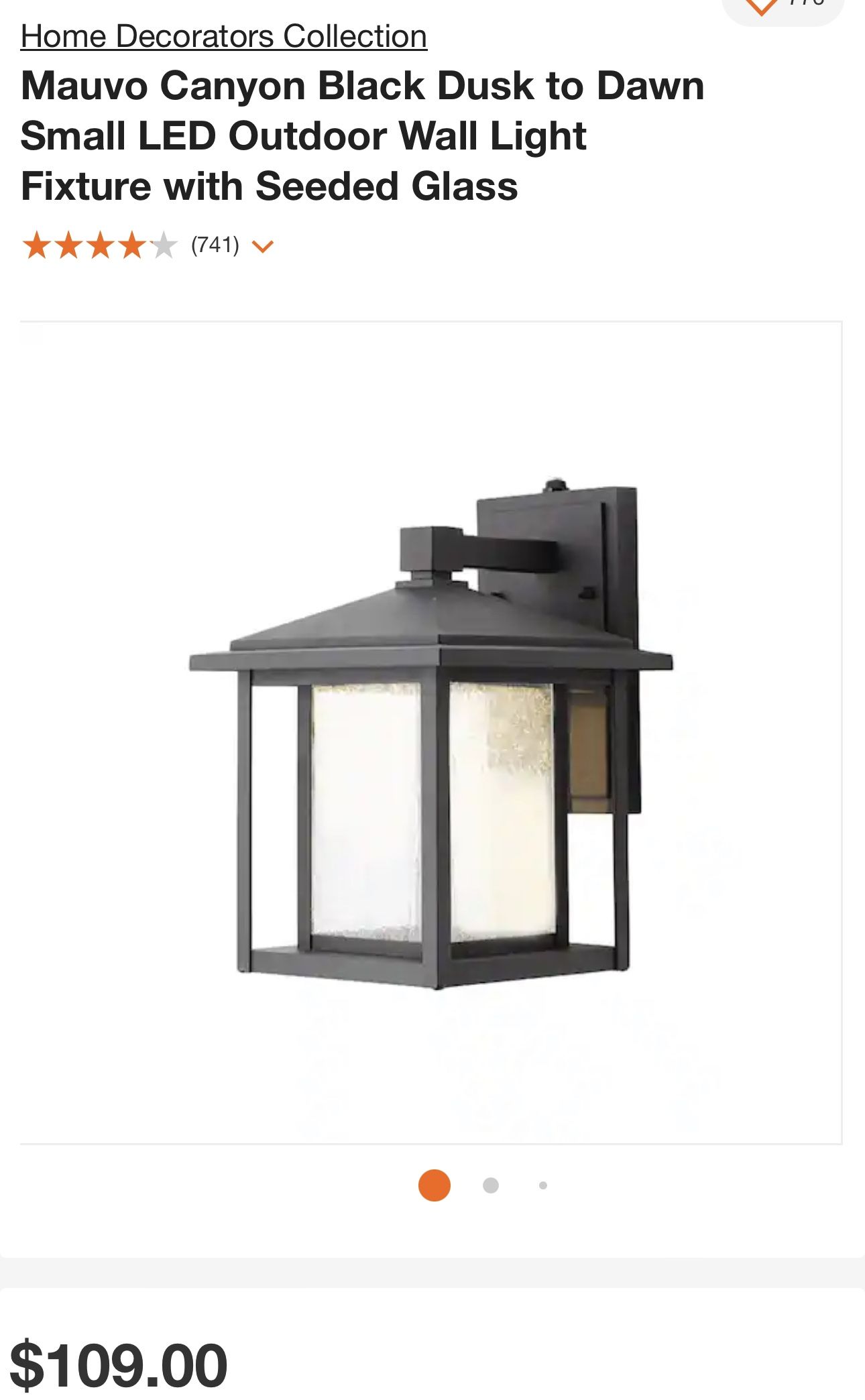 Mauvo Canyon Black Dusk to Dawn Small LED Outdoor Wall Light Fixture with Seeded Glass