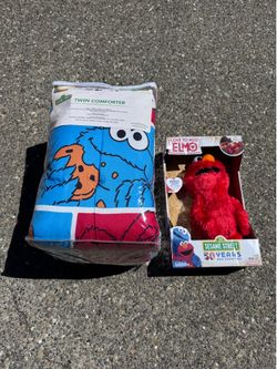 Sesame Street Twin Comforter and Elmo Toy