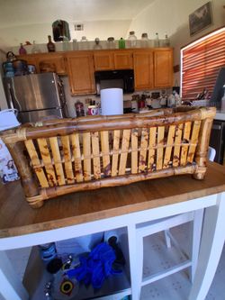 Vintage Coastal 1950s Lacquered Bamboo Planter Box