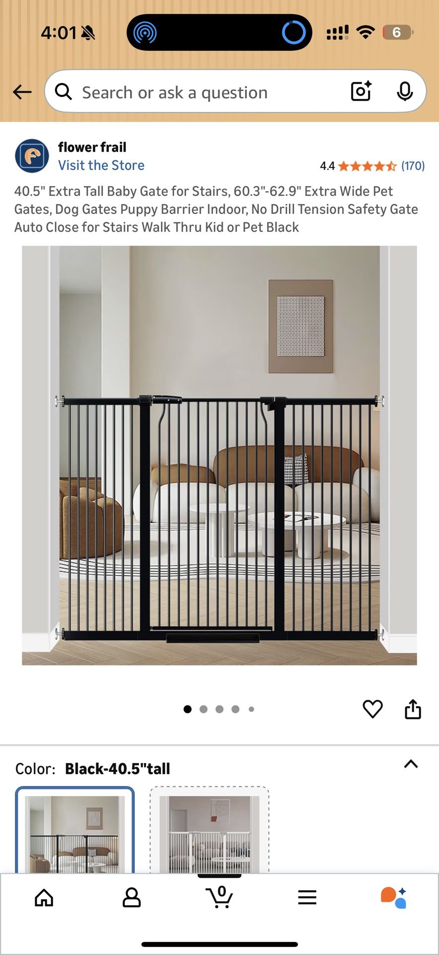 flower frail 40.5" Extra Tall Baby Gate for Stairs, 60.3"-62.9" Extra Wide
