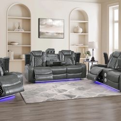 Reclining Sofa & Loveseat - Electric - Gray 