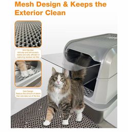 Stainless Steel Litter Box with Lid - High Sided, Odor-Proof, Anti-Leakage, Non-Stick, Easy to Clean and Extra Large Enclosed Litter Box with Scoop an