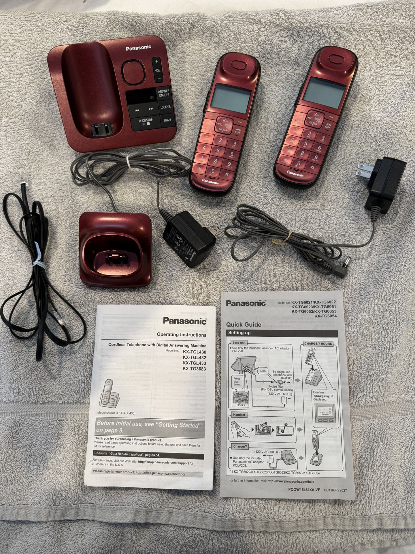 Red Panasonic KX-TGL432 DECT 6.0 Expandable Cordless Phone Digital Answering System