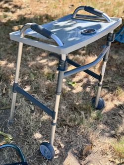 Walker with table and drink holder