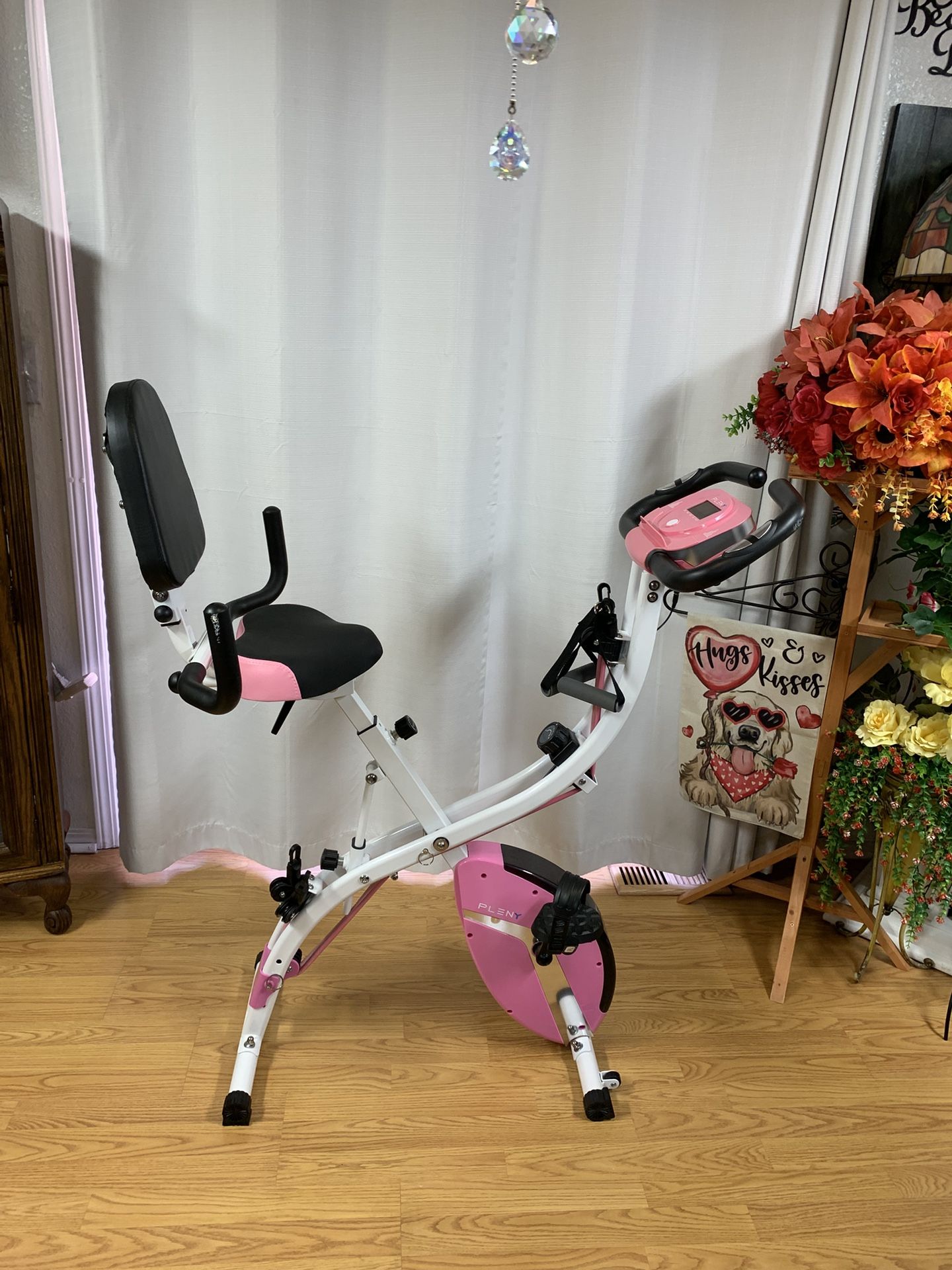 Pink And White Pleny Exercise Bike