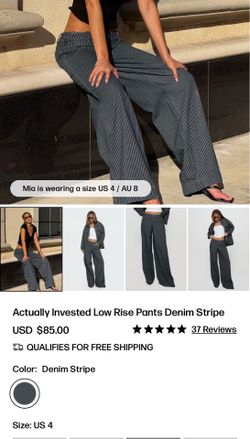 Princess Polly DNM Low Rise Pants Denim Stripe/ Pantalon de mesclilla corte bajo a rallas
