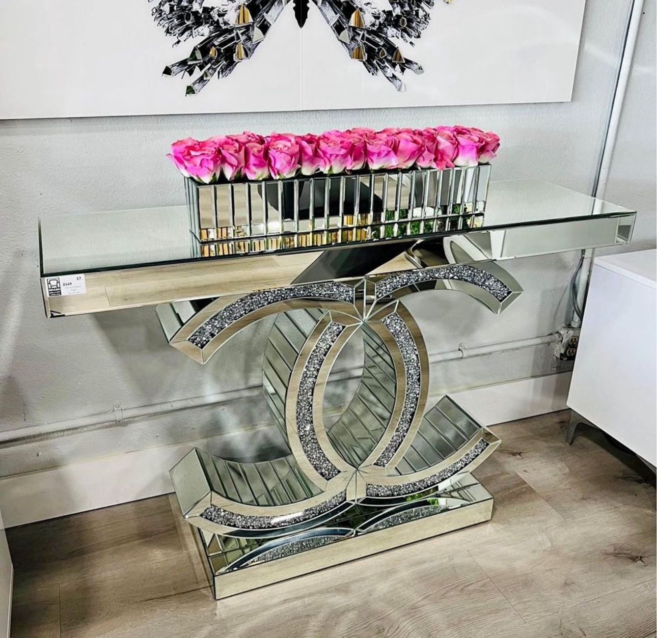 Mirror Crystal Console Table 47”L