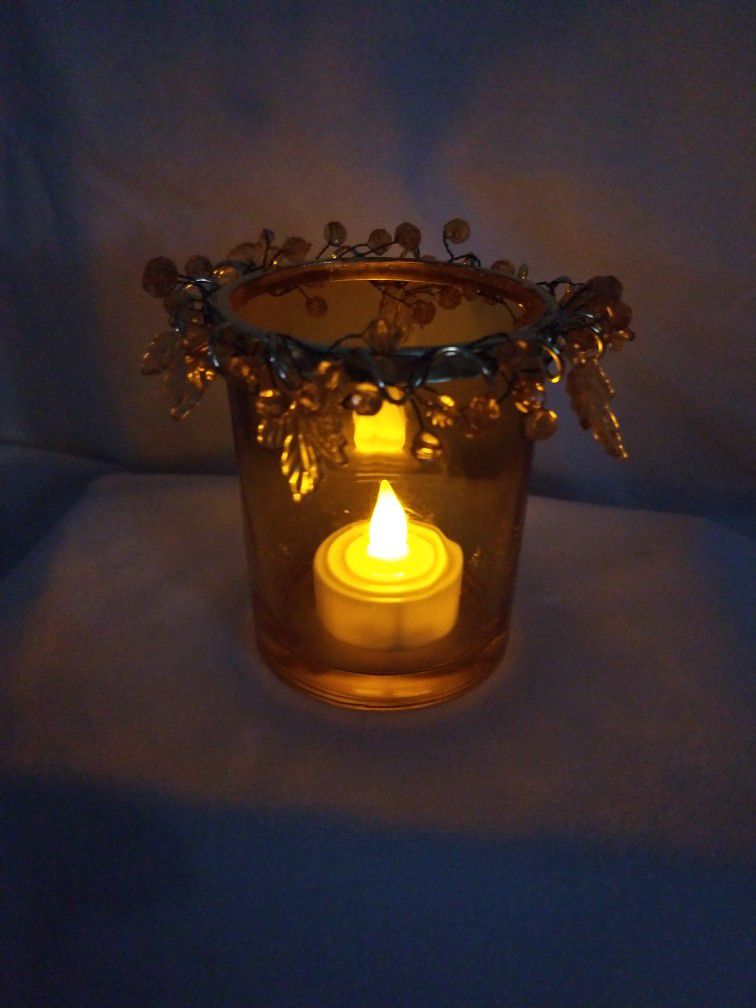 Beaded Glass Candle holder 