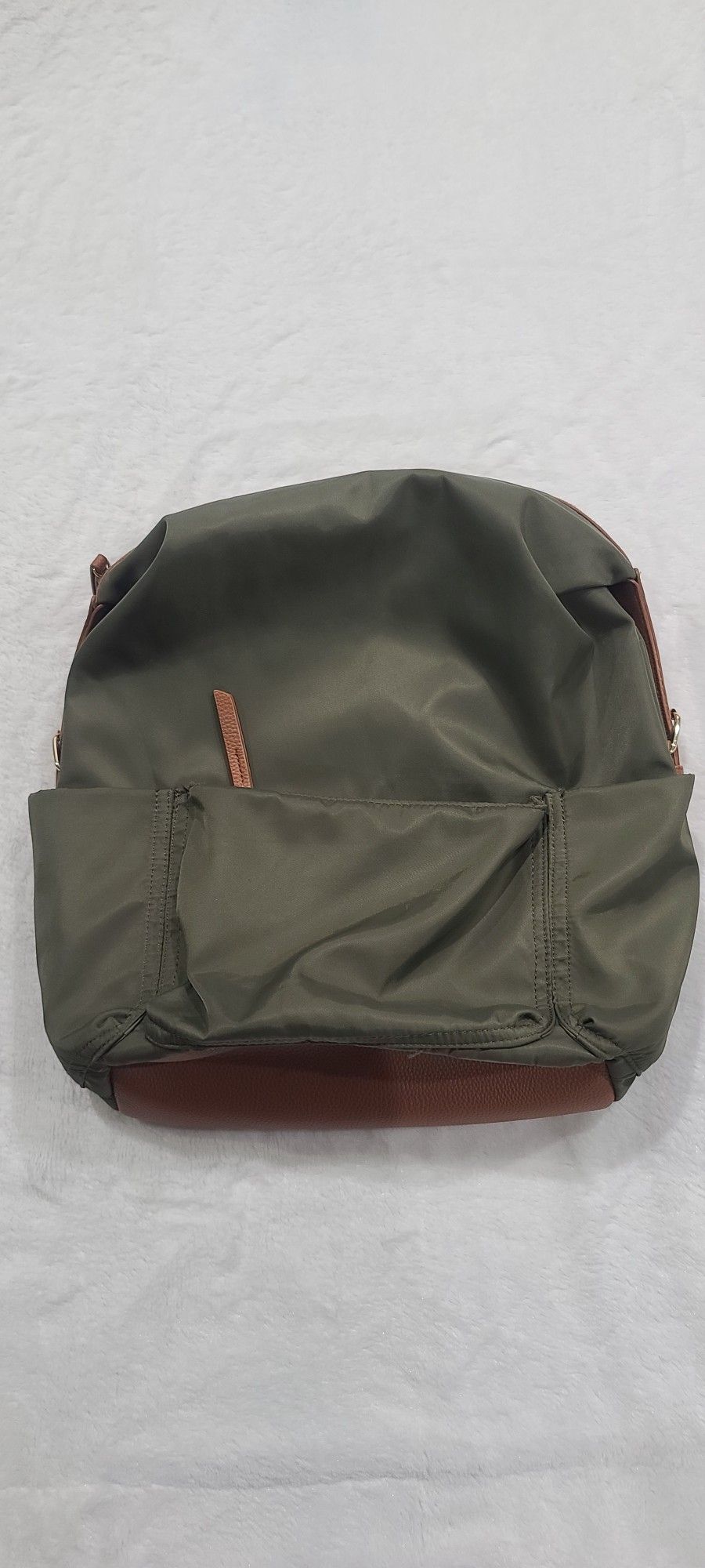 Tommy Bahama Laptop Backpack Green - Brown Faux Leather Trim