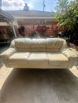 Large lether sofa 2 suede sofas