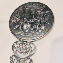 Antique 1940’s Hans Jensen Silver Plated Hand Pocket Mirror Made In Denmark