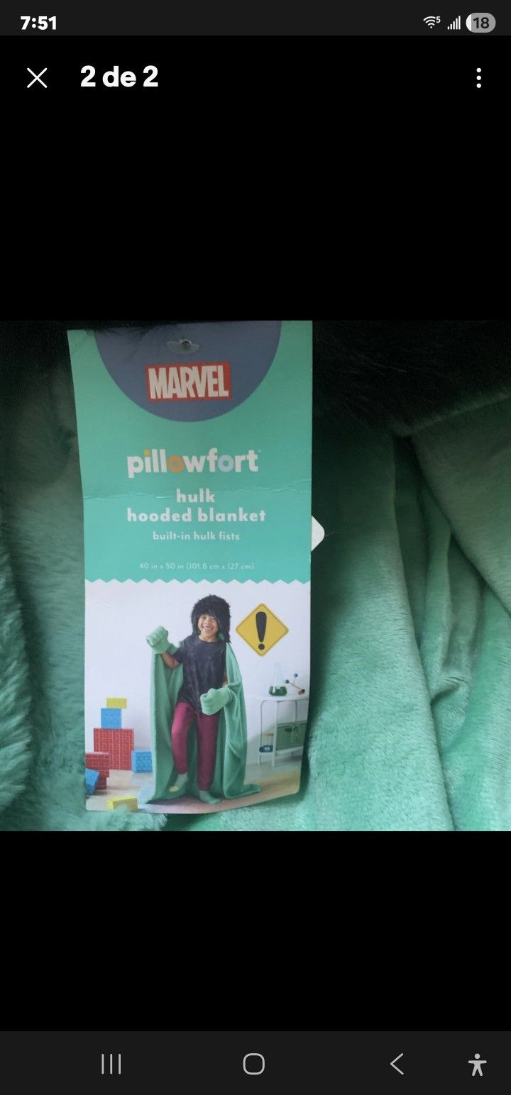 Pillowfort Hooded Hulk Blanket Marvel Avengers Super Hero