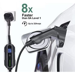 Level 2 EV Charger, 32Amp 120-240 Volt, Portable Electric Vehicle Charger with 22ft J1772 Charging Cable NEMA 14-50 Plug, 10/16/20/24/32A Adjustable P